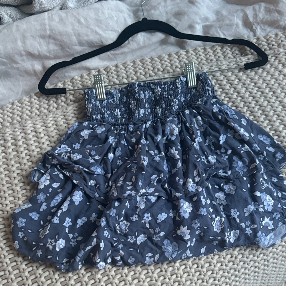 Hollister Navy Floral Skater Skirt